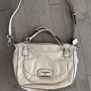 Coach Kristin large size metallic Cream Leather Shoulder Bag